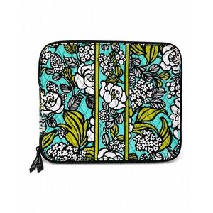 Vera Bradley Quilted Laptop Sleeve Case Floral Turquoise Green Zip Tablet Padded